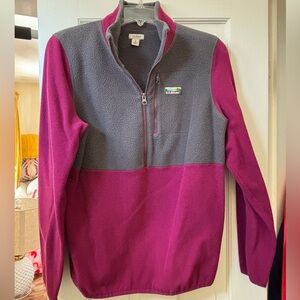 L.L. Bean Two-Tone Fleece Pullover in Gray and Pink